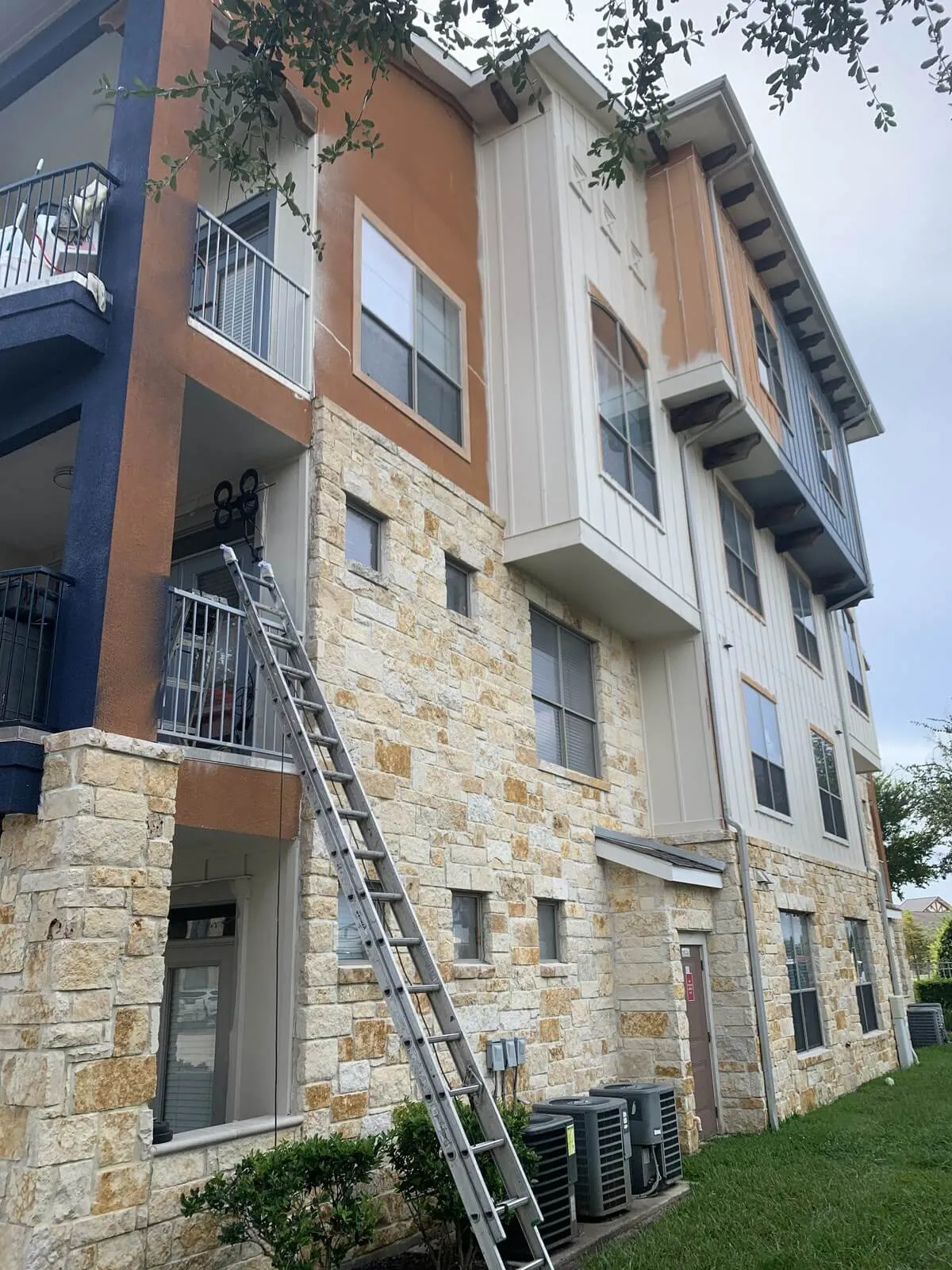Building exterior after repair and rehabilitation work.