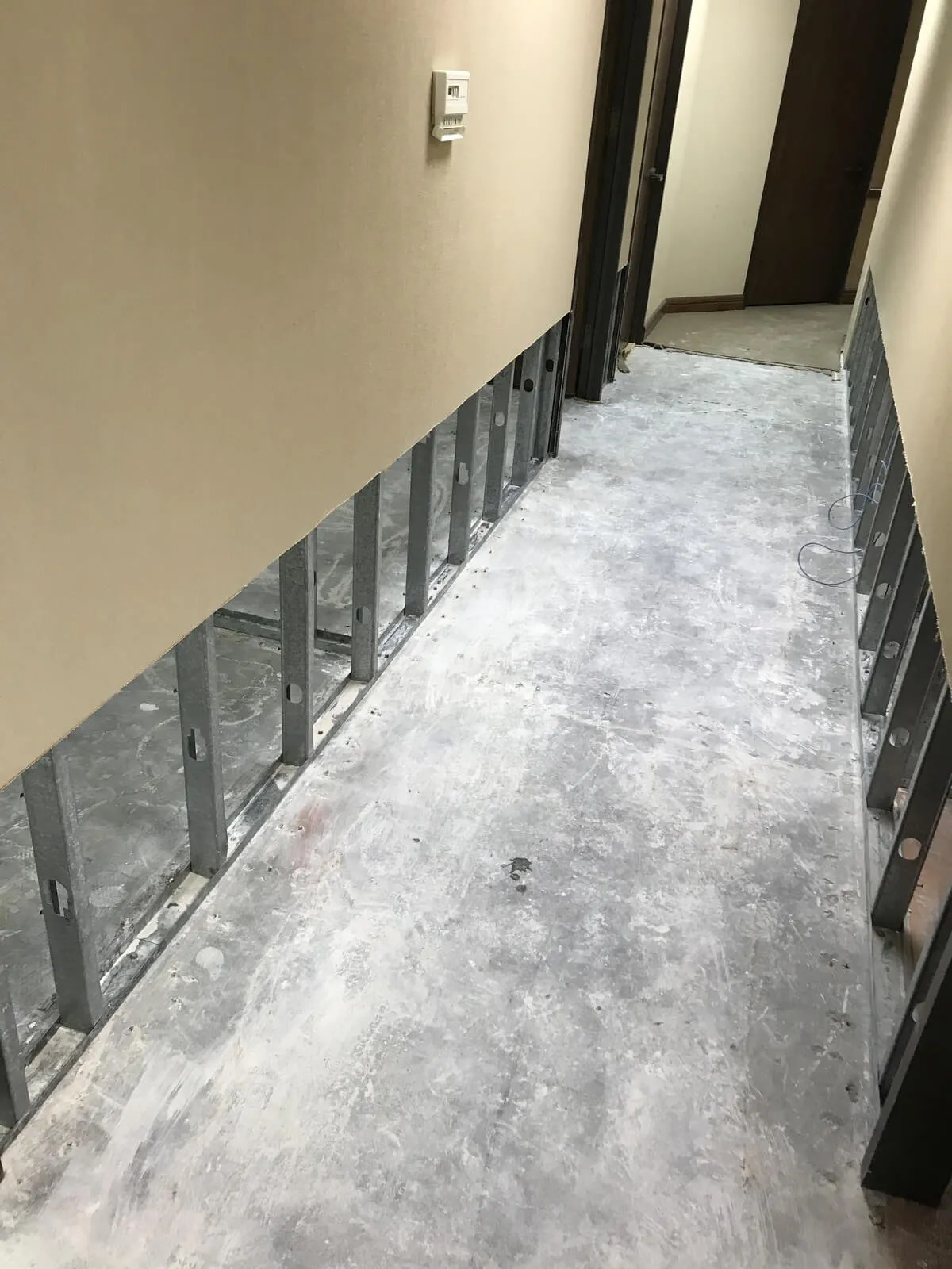 Completed restoration detail in commercial office space.