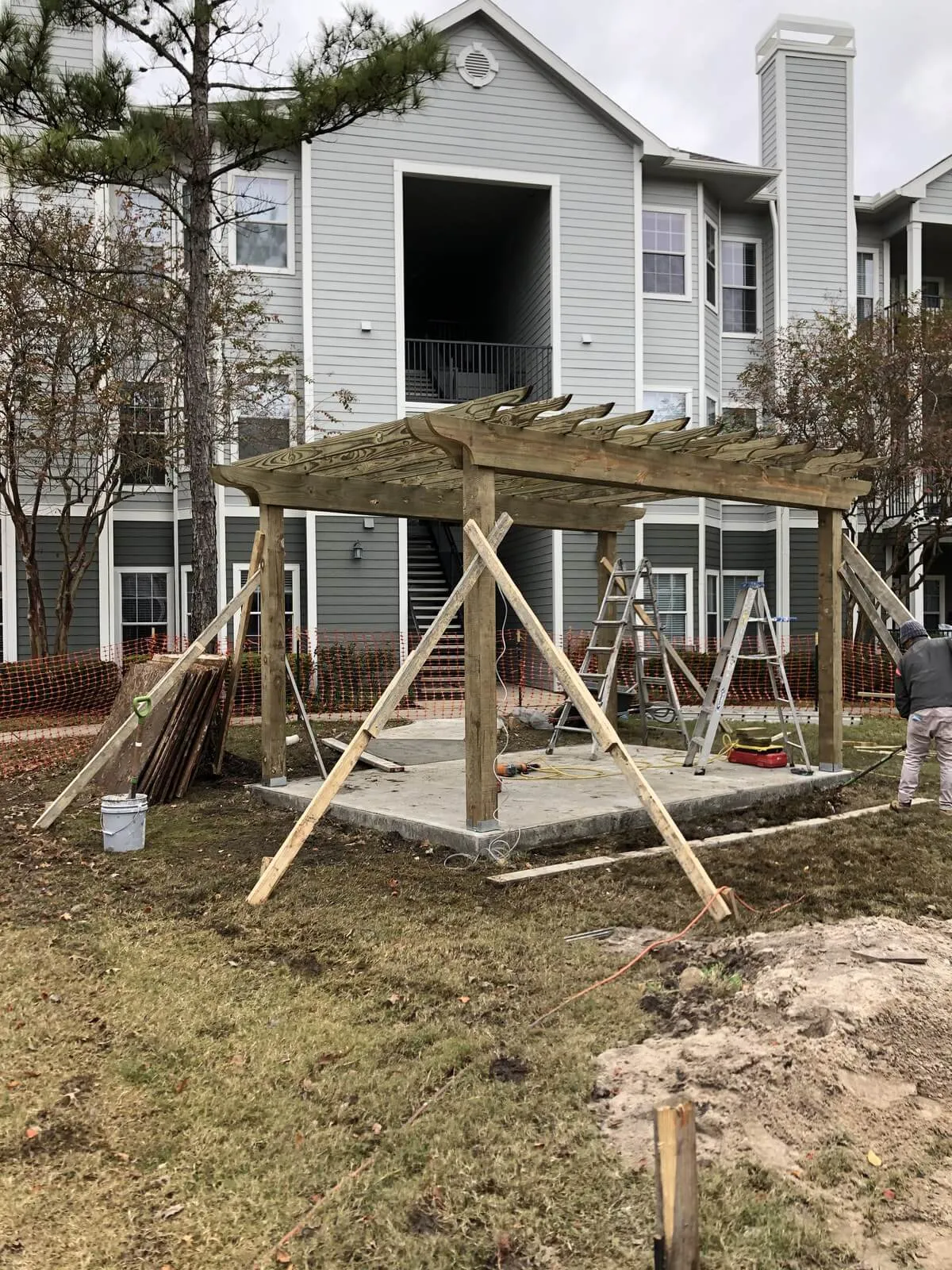 New outdoor amenity area at a multi-family residential property.